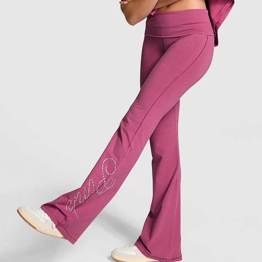 VS PINK pink fold over flare leggings Size XXL #loungewear #activewear